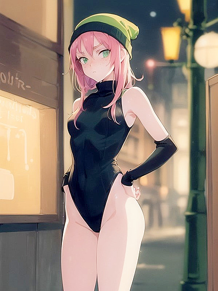 Freckled Girl 18+ in Oversized Green Hoodie Seduces in Steamy Hentai AI Image