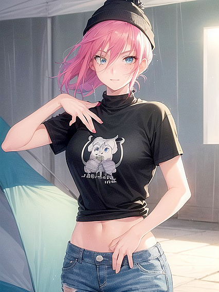 Freckled Goddess in Green Clothing and Oversized Hoodie -Hentai Pleasure