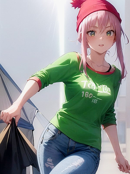 Freckled Beauty in Green Hoodie Seduces in Steaming Hentai AI Image