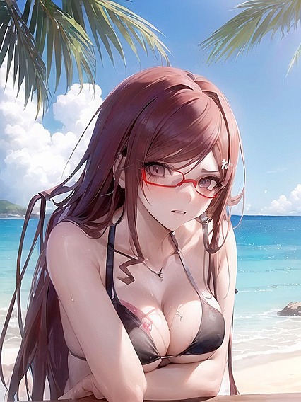 Touko Fukawa from Danganronpa Wears Micro Bikini for steamy Hentai AI Image