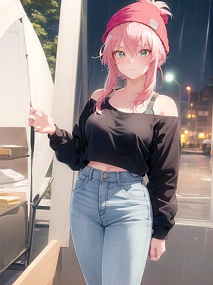 Freckled Girl 18+ in Green Clothing Wears Extra Large Hoodie for Steamy Hentai AI Image