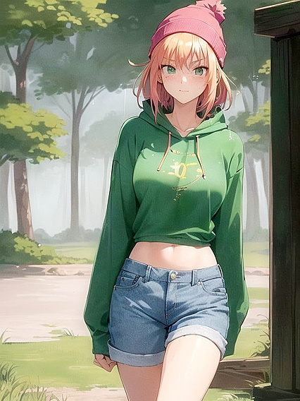 Freckled Beauty in Green Clothing and Oversized Hoodie Takes Hentai Pleasure to New Heights