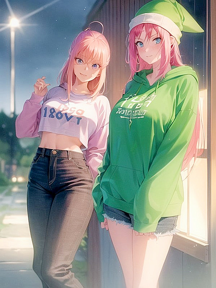 Freckled Beauty Wears Oversized Green Hoodie for Steamy Hentai AI Image