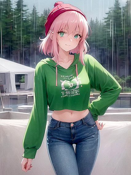 Freckled Beauty in Oversized Hoodie and Green Outfit Seduces in hentai