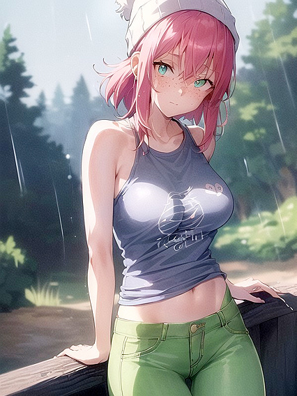 Freckled Goddess in Green Clothing and Extra Large Hoodie Hentai Bliss