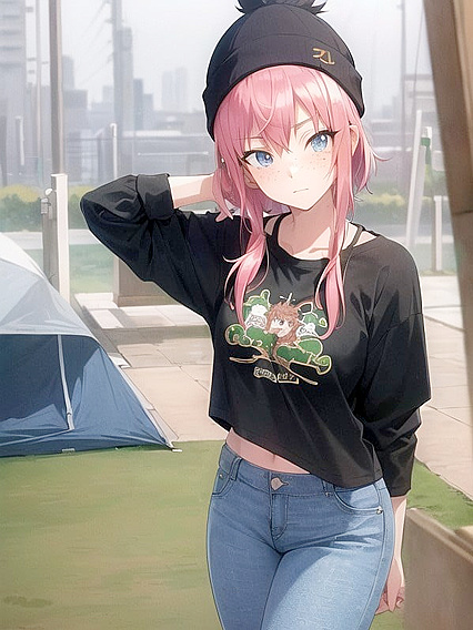 Freckled Beauty in GREEN CLOTHING Wears EXTRA LARGE HOODIE for HOT Hentai AI Image