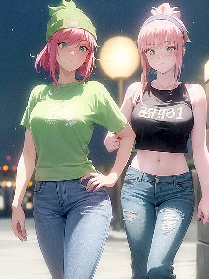 Freckled Girl 18+ in Green Clothes and XL Hoodie Gets Wild in Hentai AI Image