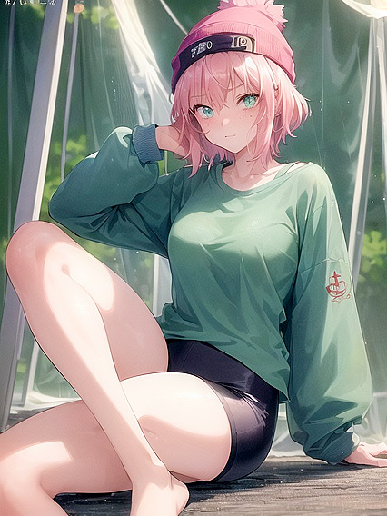 Freckled Girl 18+ in Green Clothing and Oversized Hoodie Exploring Hentai Pleasures