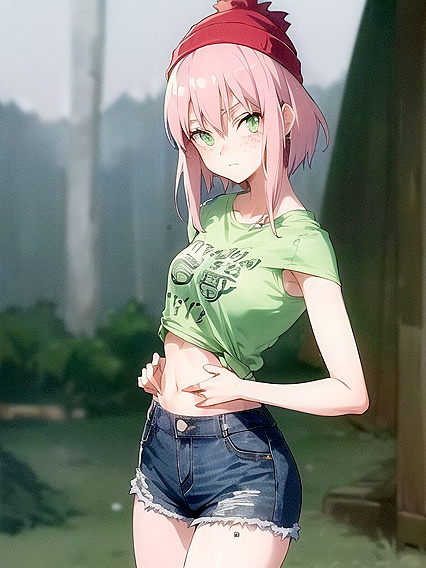 Freckled Beauty in Oversized Green Hoodie Exploring Erotic hentai Adventures
