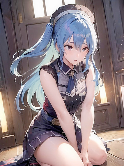 Suisei Shines Bright under Spotlights with Passionate Cheers in Hentai AI Image