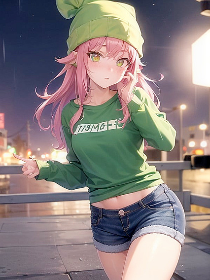 Freckled Girl 18+ in Oversized Hoodie and Green Outfit Seduces in hentHentai AI Imageia
