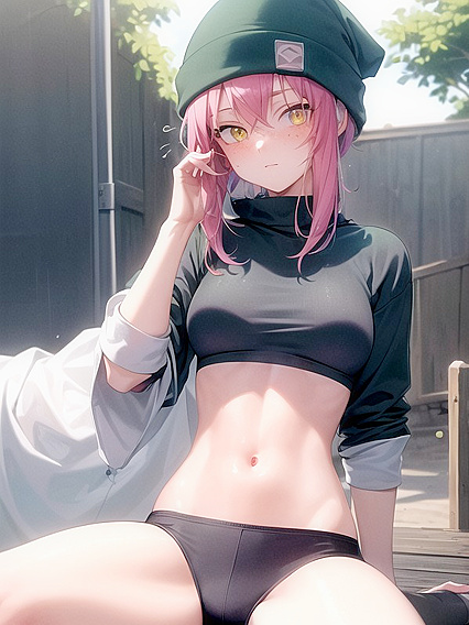 Freckled Girl 18+ in Green Clothing and Oversized Hoodie Enjoying Hentai Pleasure
