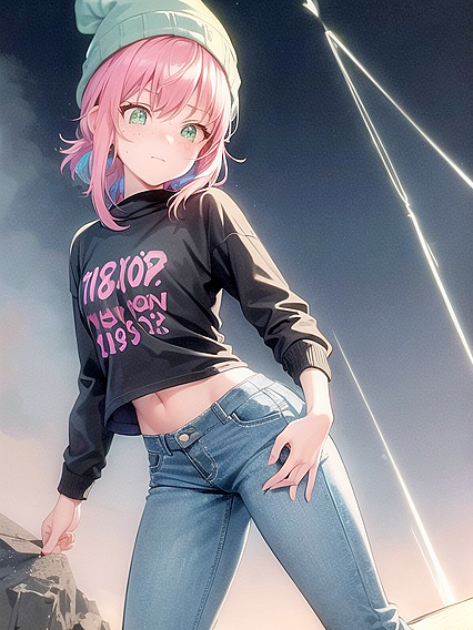Freckled Beauty in Green Hoodie Seduces inmind-Blowing Hentai AI Image