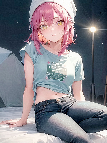 Freckled Girl 18+ in Green Clothes Wears XL Hoodie for Steamy Hentai AI Image