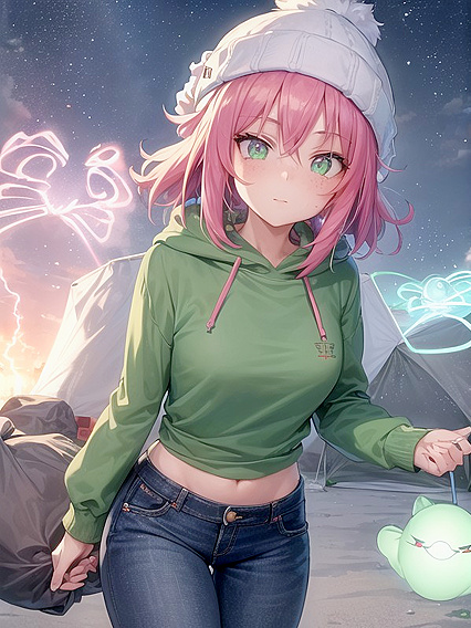 Freckled Beauty in Green Clothing Enjoys Ecstatic Hentai Pleasure Under a Cozy Hoodie