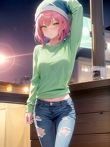 Freckled Girl 18+ in Green Clothes Wears XL Hoodie for Naughty Hentai Fun