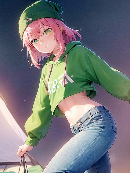Freckled Beauty in Green Hoodie Exploring Intense Hentai Pleasure