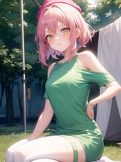 Freckled Beauty in Oversized Green Hoodie Seduces in Anime Hentai AI Image