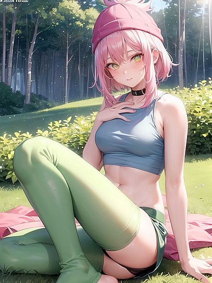 Freckled Girl 18+ in Extra Large Hoodie and Green Clothes Enjoys Steamy Hentai AI Image