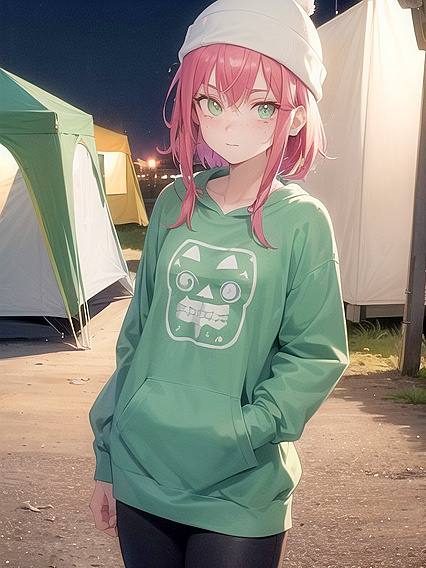 Freckled Girl 18+ in Oversized Green Hoodie Gets Intimate in Busty Hentai AI Image