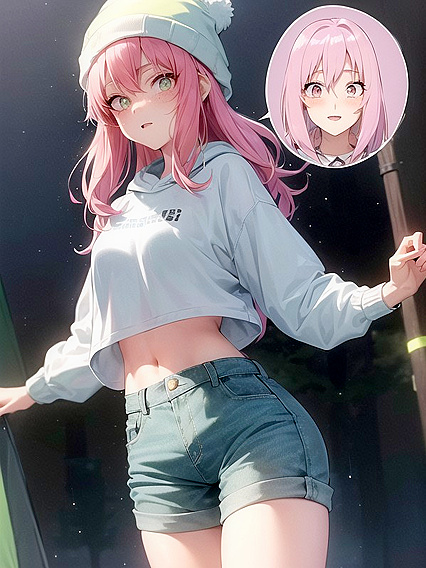 Freckled Beauty in Extra Large Green Hoodie for Steamy Hentai AI Image