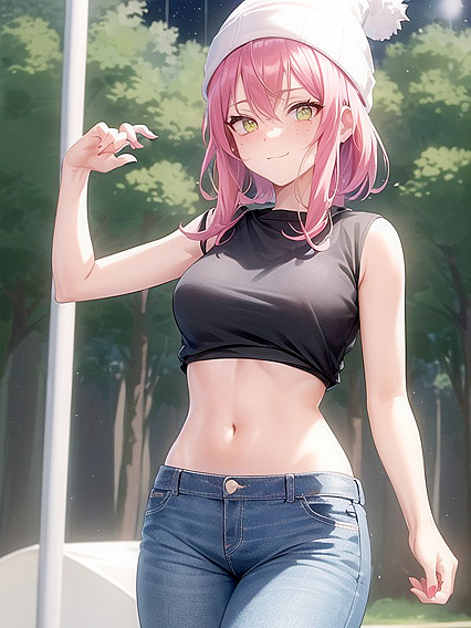 Freckled Beauty in Green Hoodie Seduces in steamy Hentai AI Image