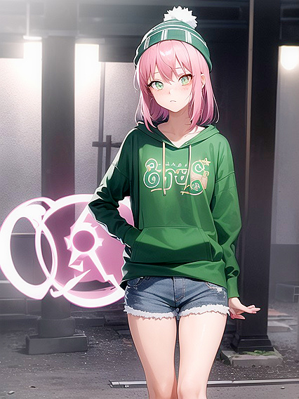 Freckled Goddess in Extra Large Hoodie and Green Outfit Seduces in hentai IAPorn