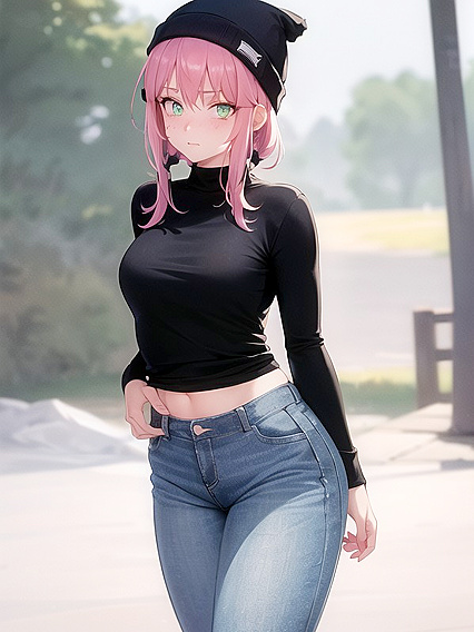 Freckled Girl 18+ in Green Clothing Wears Extra Large Hoodie for Steamy Hentai AI Image