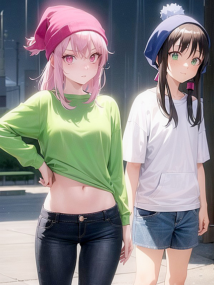 Freckled Beauty in Oversized Green Hoodie Explodes in Anime Ecstasy