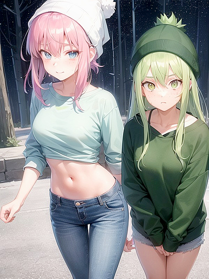 Freckled Beauty in Green Hoodie Seduces in steamy Hentai AI Image
