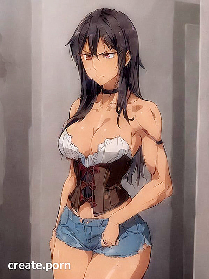 Seductive 18-Year-Old With Light Brown Skin Wears Corset for Steamy Hentai AI Image