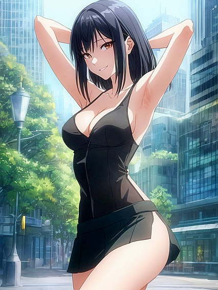 Teen 18+ with Pastel Hair Raises Her Hands for Sexy Hentai Pleasure