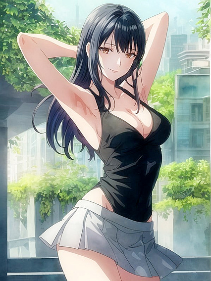 Tight Top and Raised Arms for Ecstatic Hentai Pleasure