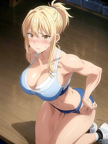 Busty Babe in Sport Bra Shows Off Cleavage in Hot Hentai AI Image