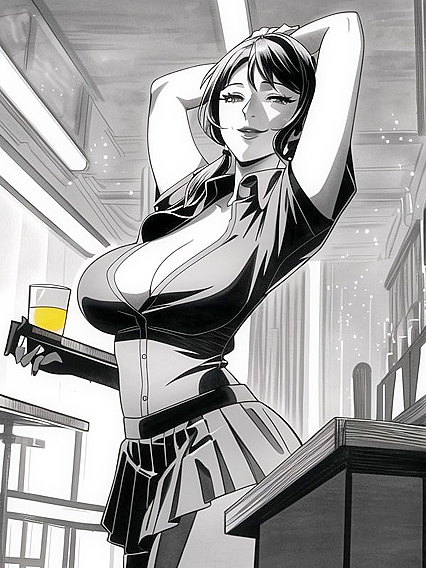 Pastel-Colored Beauty Unbuttons Her Way to Sexy Thong Action in Hentai Hentai AI Image