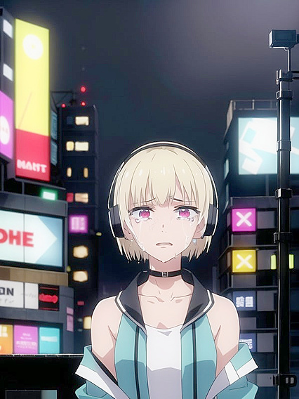 Naked in the Neon Lights - Jacketed Girl 18+ Explores Cyberpunk City Hentai