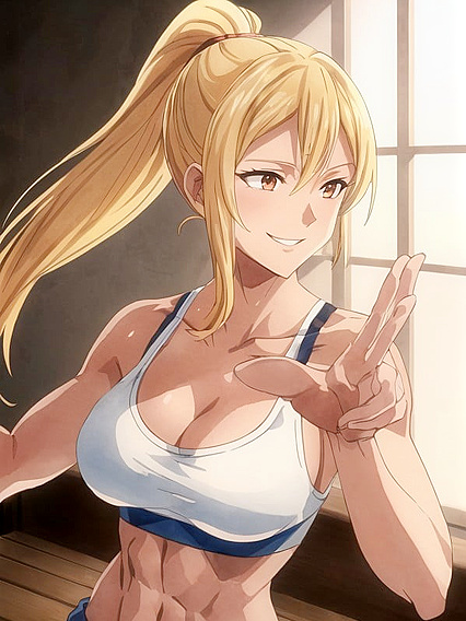 Happy Muscular Guy with Ponytail Exploring Intense Hentai Pleasure