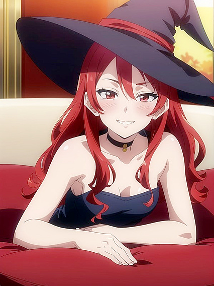 Red-Haired Cutie with Small Breasts Gets Wild on the Couch in Hentai AI Image