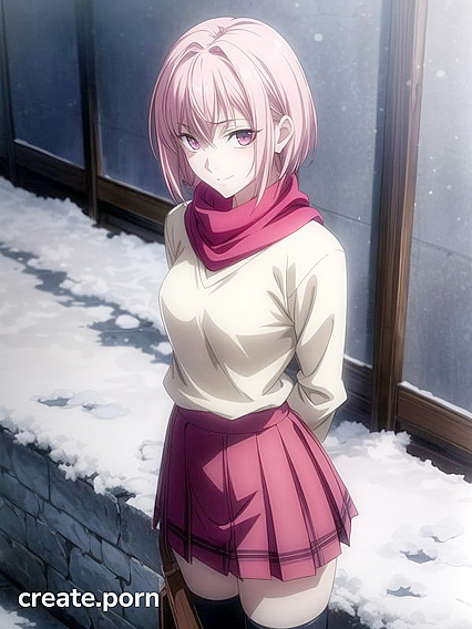 Teen 18+ with Small Breasts Teases in Skirt for Juicy Hentai AI Image