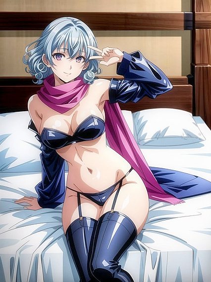 Curvy Blue-Haired Model seduces in Steamy Hentai AI Image