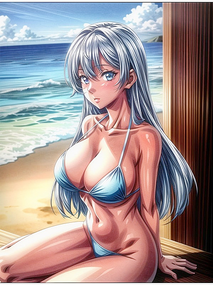 Curvy Cutie in Pastel Swimsuit Explodes with Pleasure in Anime Hentai Fantasy