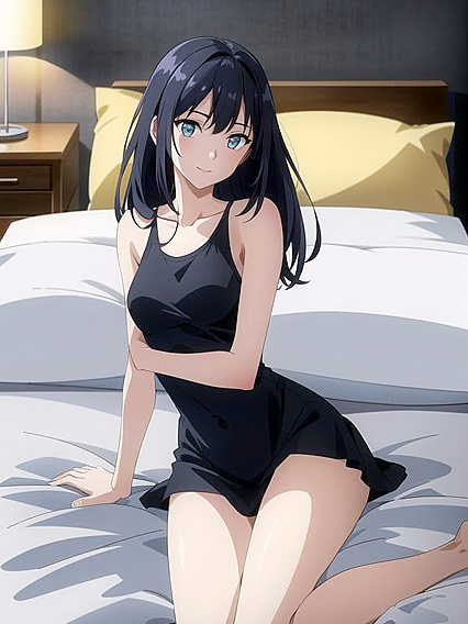 Cute Black-Haired Girl 18+ in Wallpaper-Themed Hentai AI Pleasure Session
