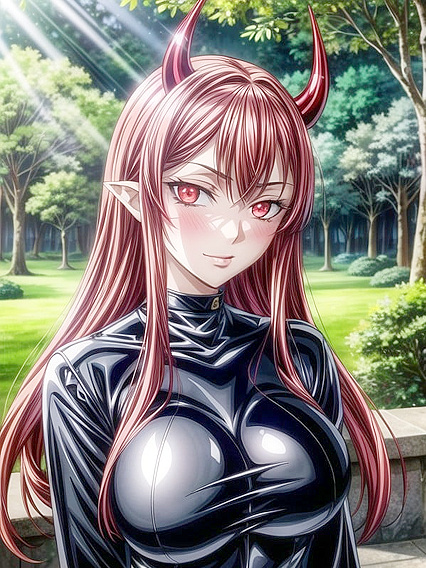 Leather Clad Beauty in Detailed Ahegao Image for Intense Hentai Pleasure