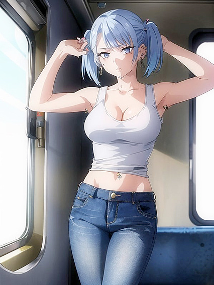 Unbuttoned Temptation - Sleeveless T-Shirt Seduction in Hentai AI Porn