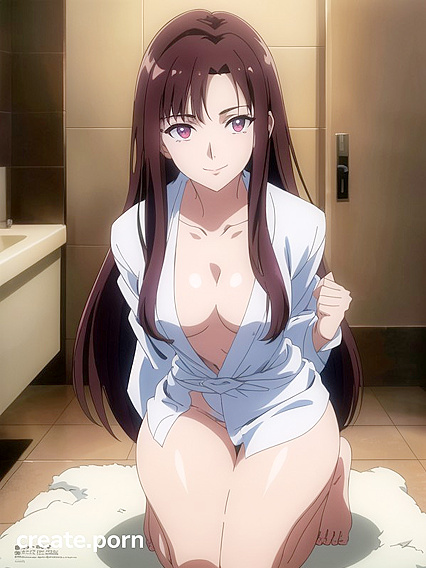 Submissive Brunette Gets Pleasured in the Bathroom in Steamy Hentai AI Image