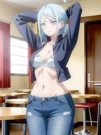 Rounded Ass and Breasts with Arms Raised in Steamy Hentai AI Image