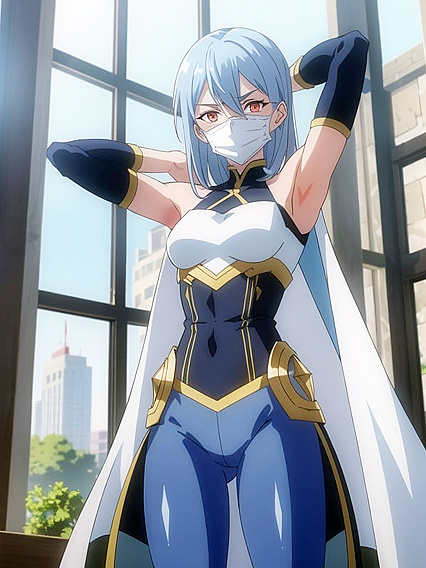 Superhero with Glowing Eyes Teases in Facemask for Intense Hentai Pleasure
