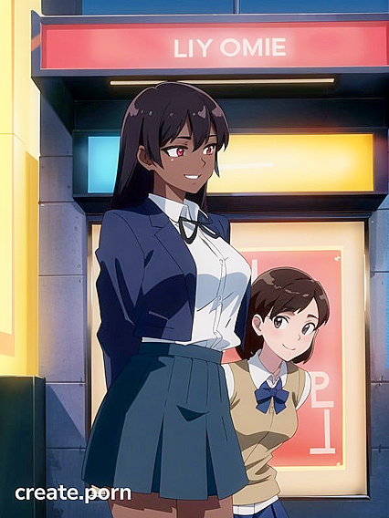 Dark-Skinned with Black Hair Seduces in Steamy Hentai AI Image