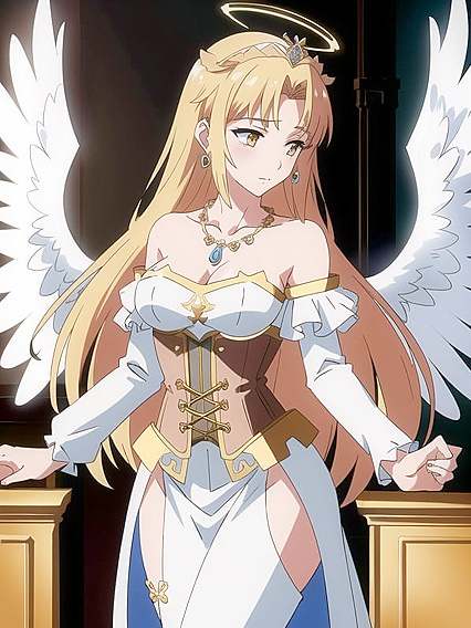 Angel Wears Diadem and Necklace in Seductive Hentai AI Image