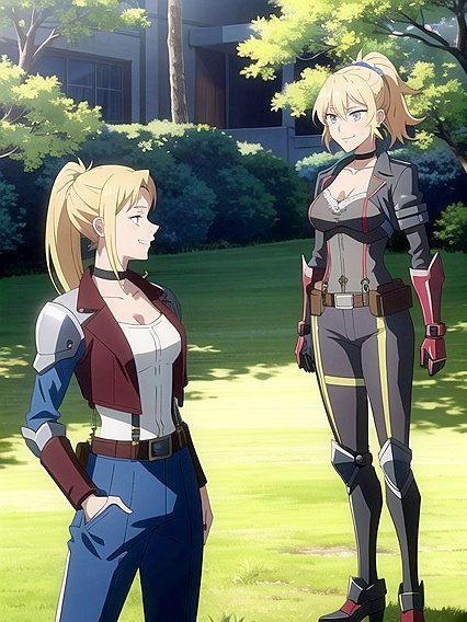 Fit Girl 18+ Wearing Choker and Armor Gloves for Intense Hentai AI Image